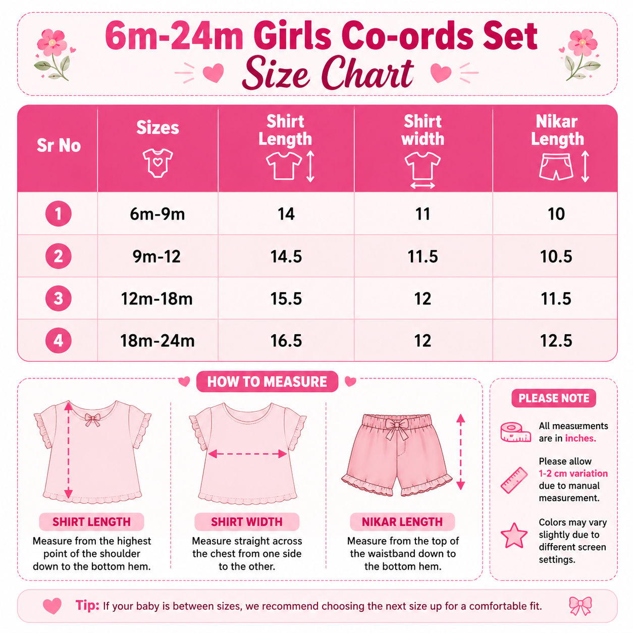 Soft Cotton Fock and nikar cord for girls 6 to 24 months
