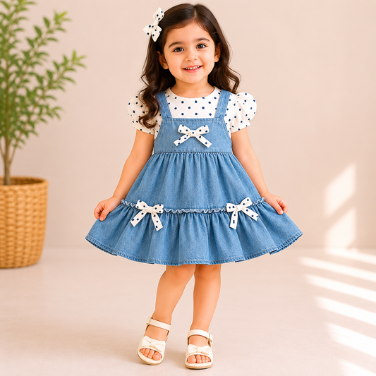 Western Denim Frock for Girls | Ages 1–3 Years