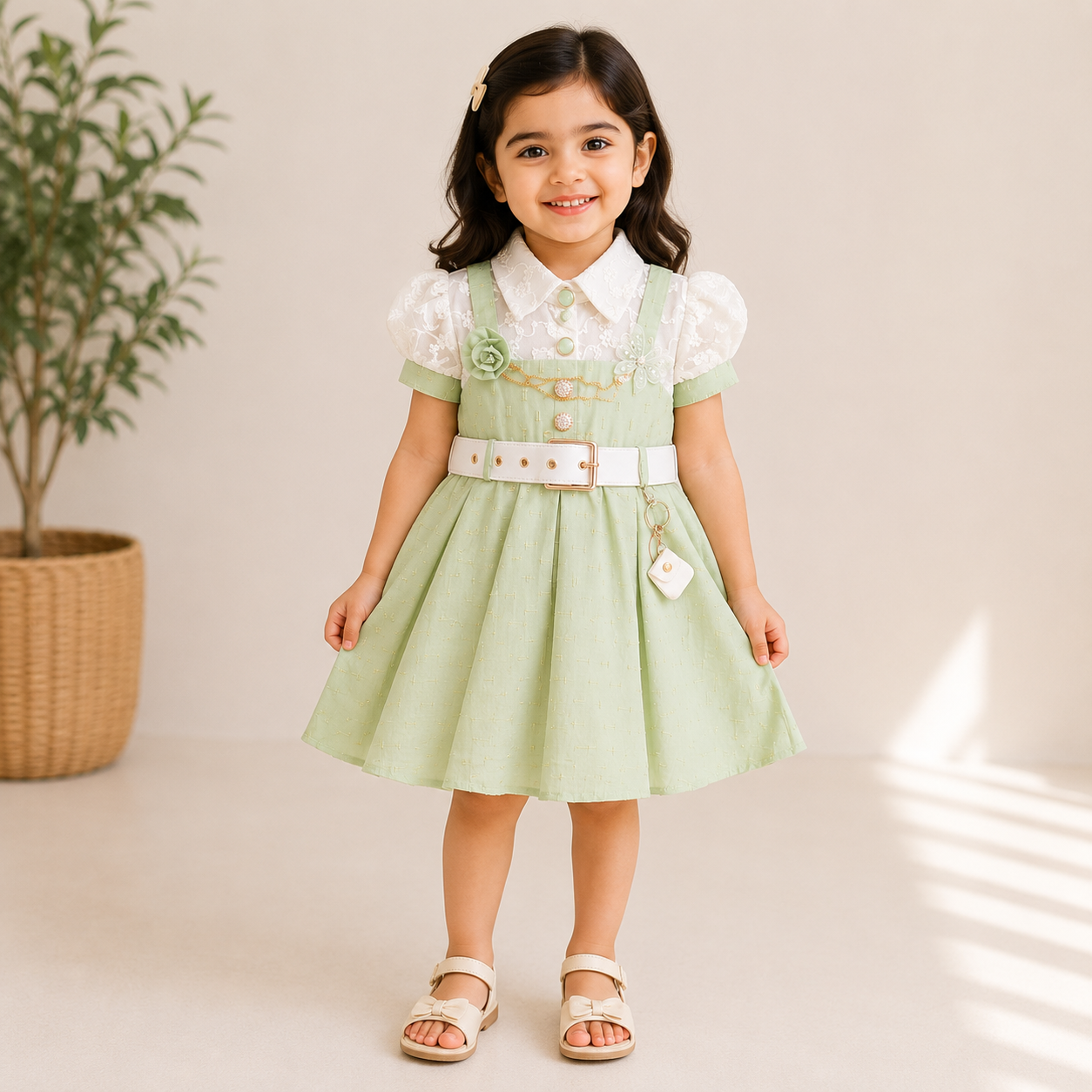 Imported Cotton Lawn Western Frock | White Tide | Girls 1–3 Years