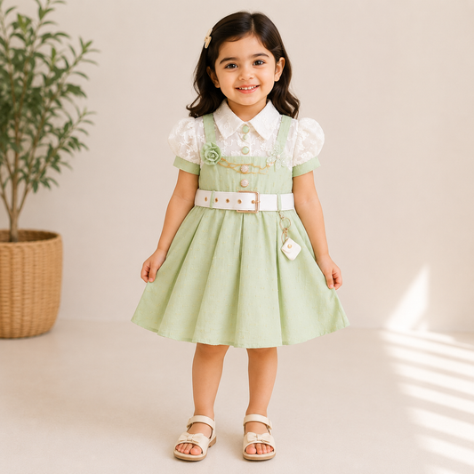 Imported Cotton Lawn Western Frock | White Tide | Girls 1–3 Years
