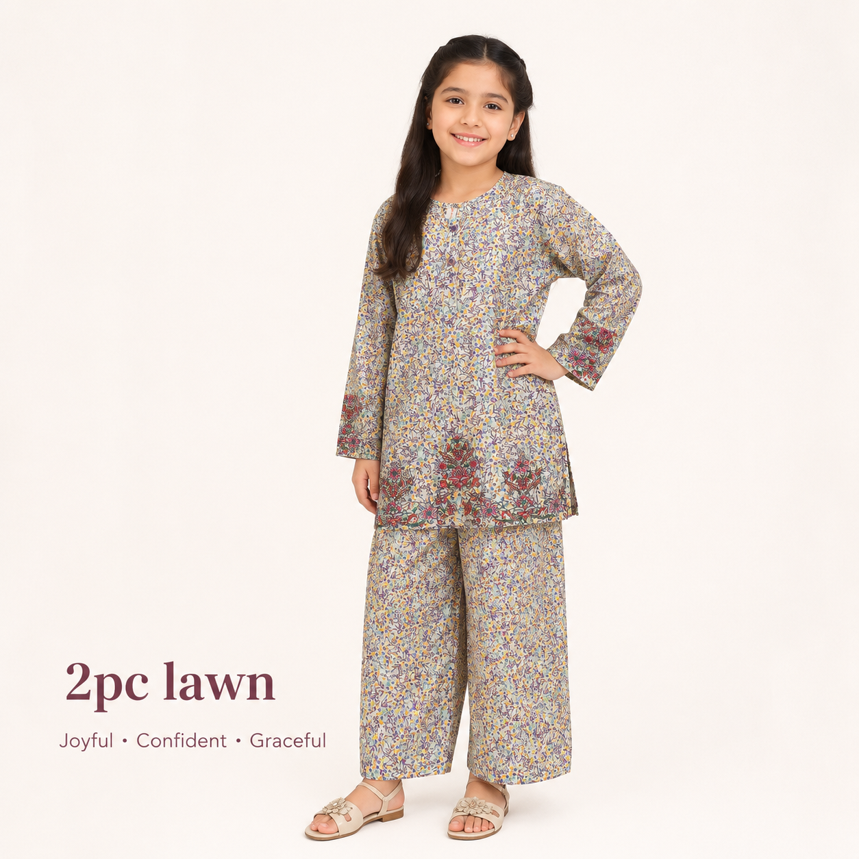 Girls Floral Lawn 2-Piece Suit | Ages 3–13