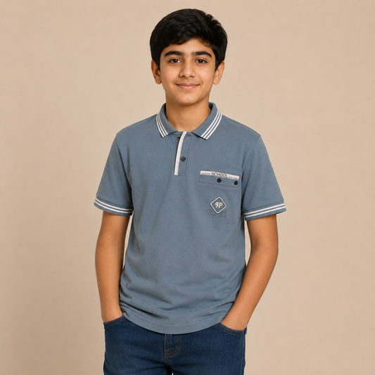Boys Gray Premium Imported Dry Fit Polo Shirt | KidsStudio