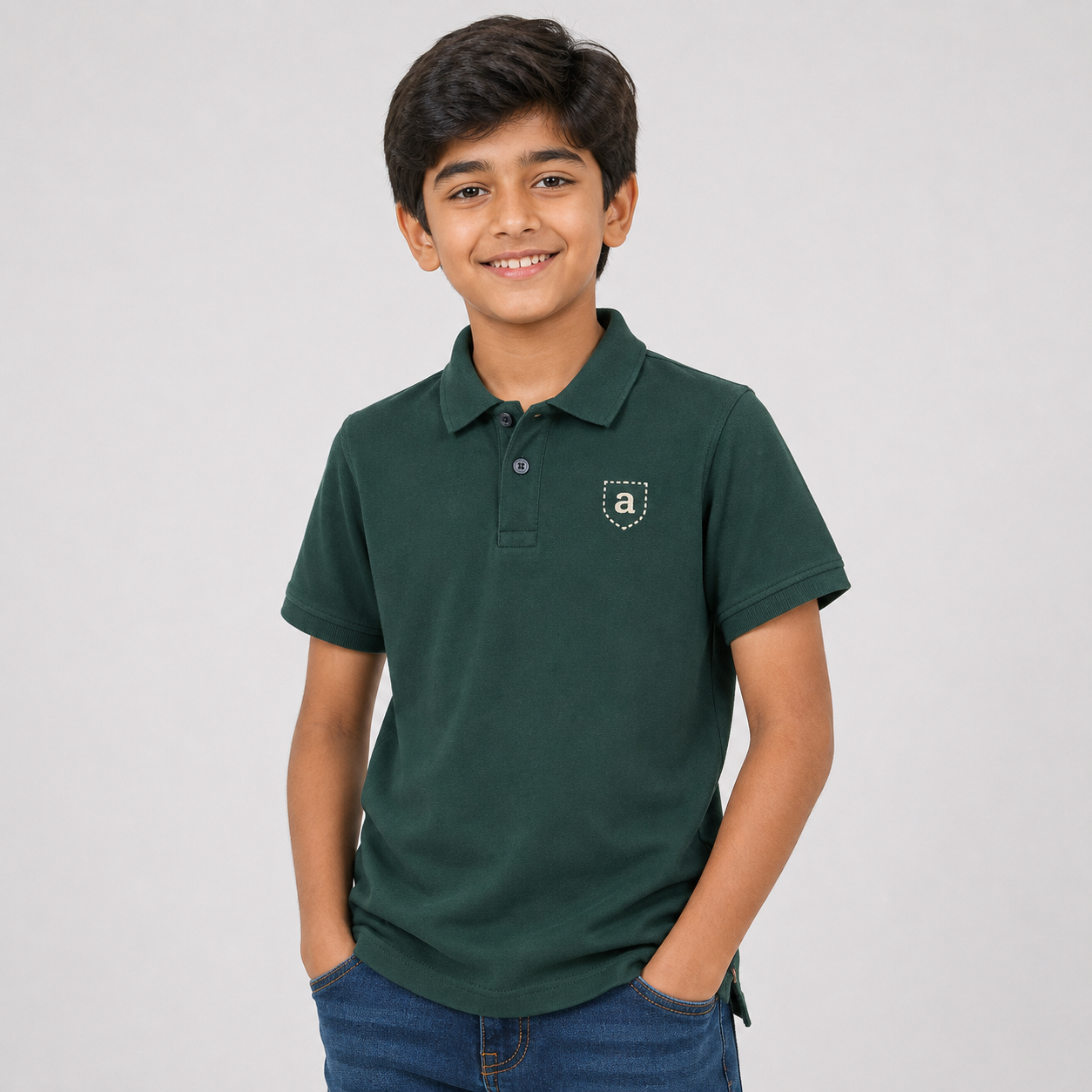 Dark Green Polo T-Shirt for Boys
