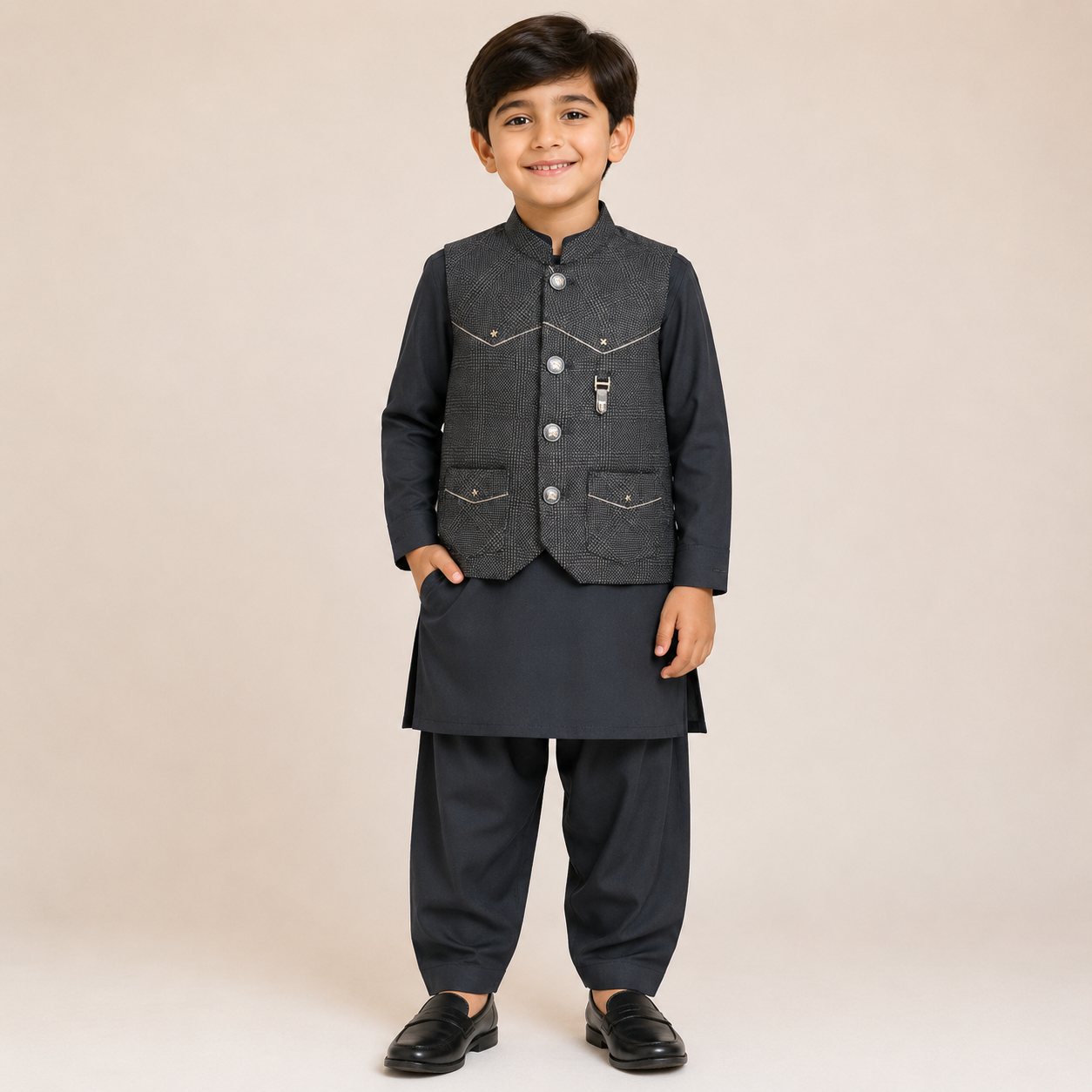 Boys Premium Minimalist Wash & Wear 3-Piece Suit | KidsStudio